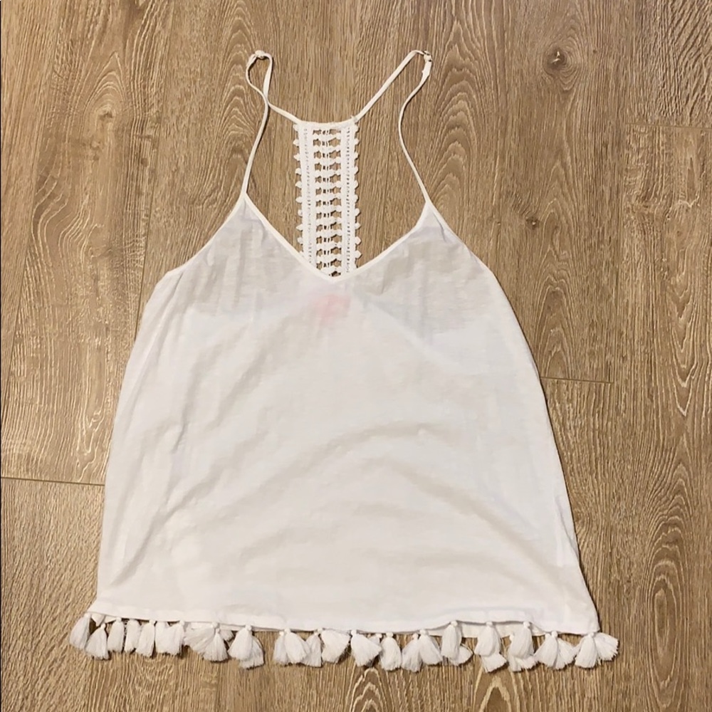 Lilly Pulitzer tank, white with tassels, size XL